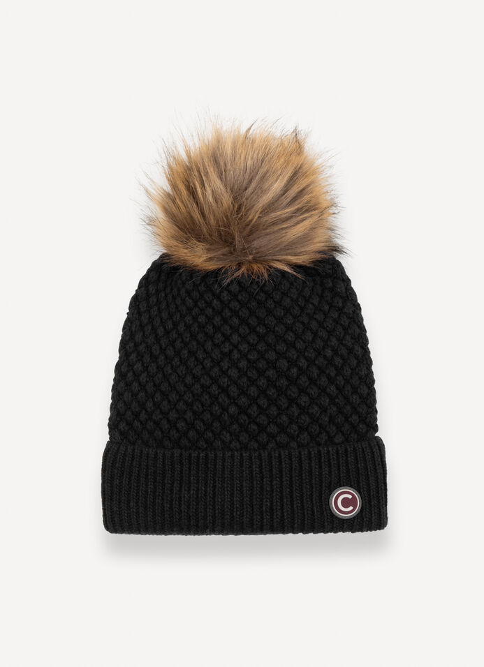 Unisex hat with faux fur pom-pom image number 1