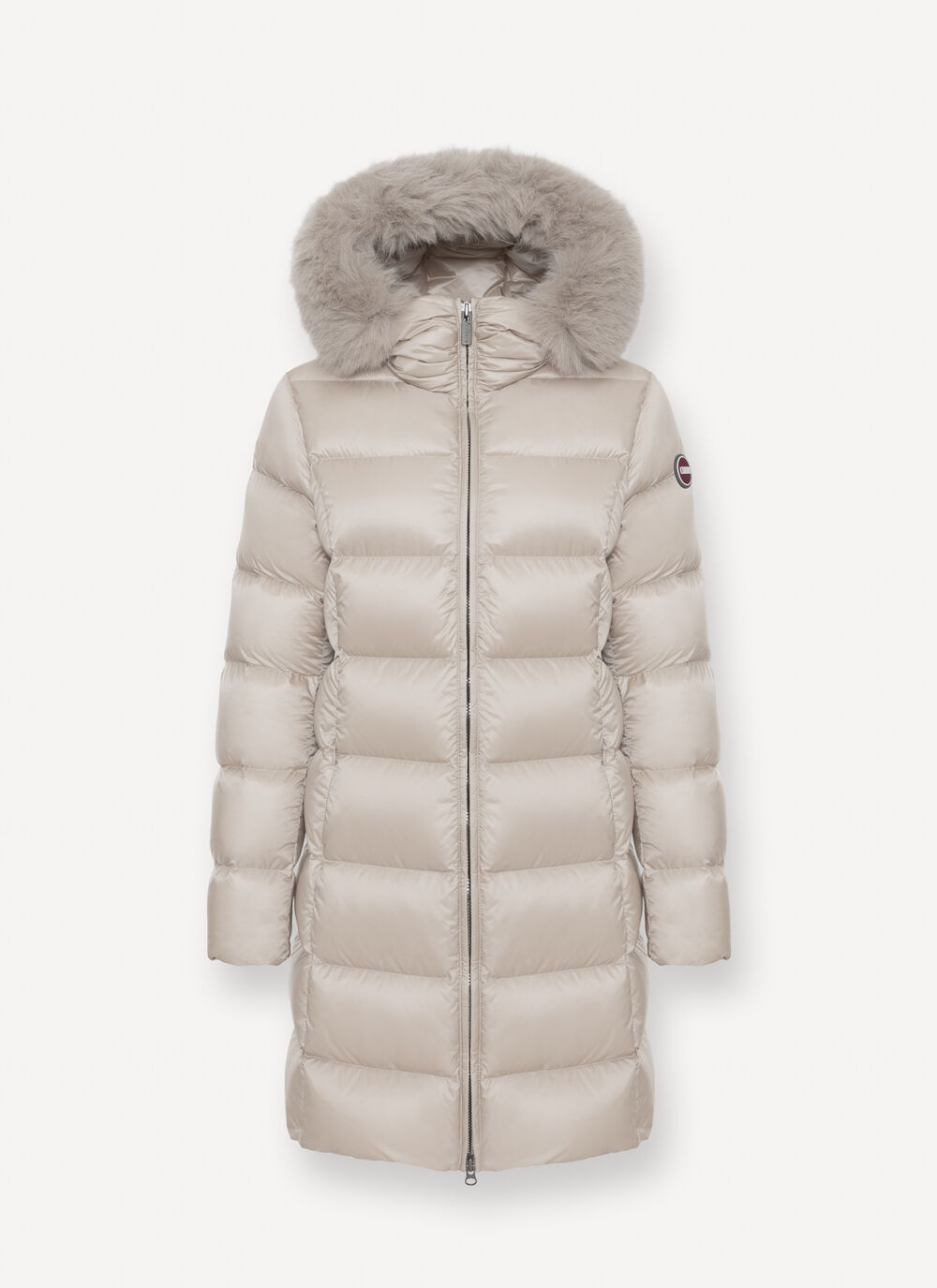 Long down jacket with faux fur image number 4