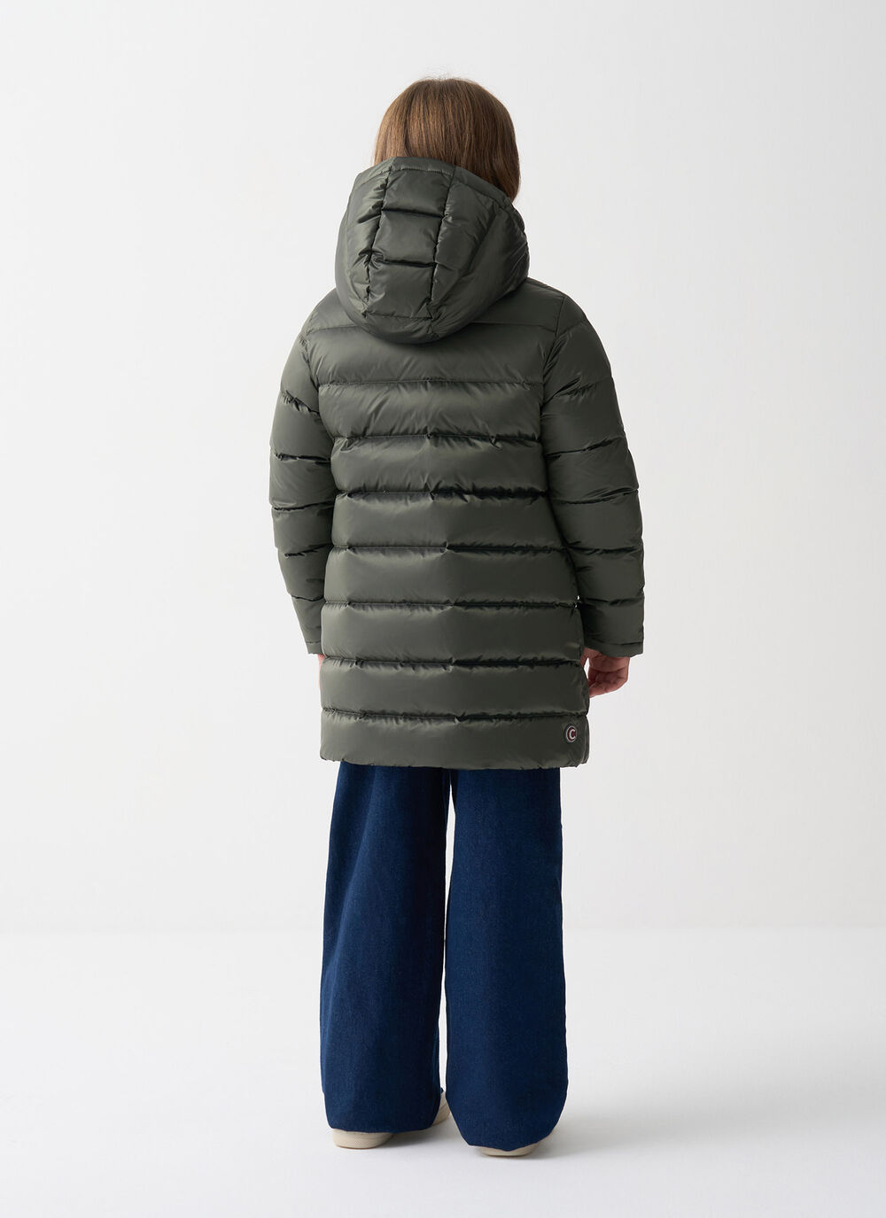Reversible hooded mid-length down jacket image number 3