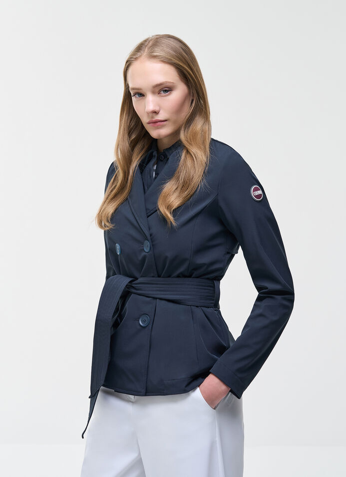 Short waterproof trench coat