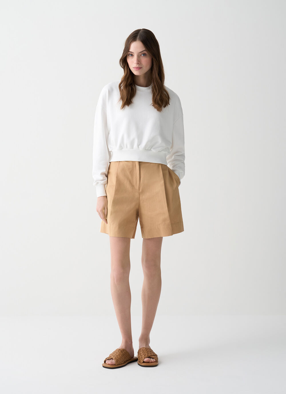 Felpa crop relaxed fit image number 0