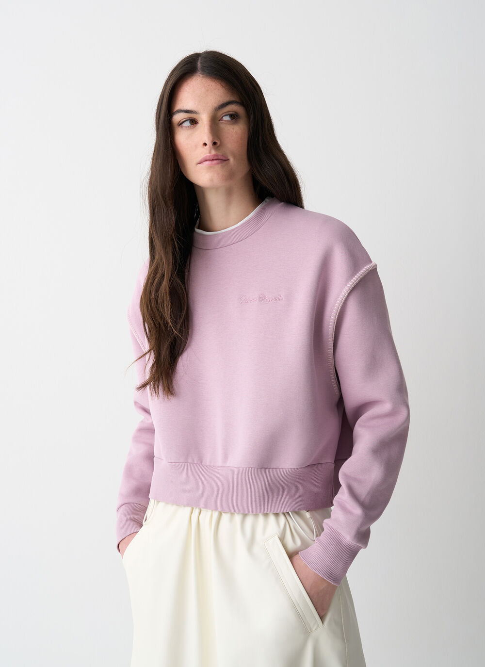Cropped sweatshirt with embroidery image number 1