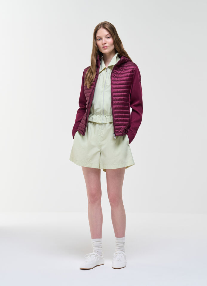 Chaqueta h&iacute;brida guateada con capucha