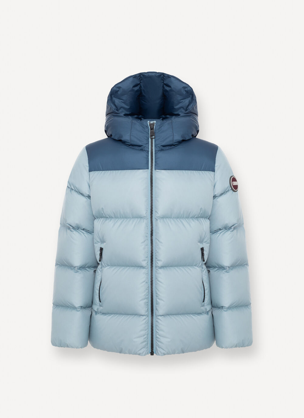 Two-tone hooded down jacket image number 3