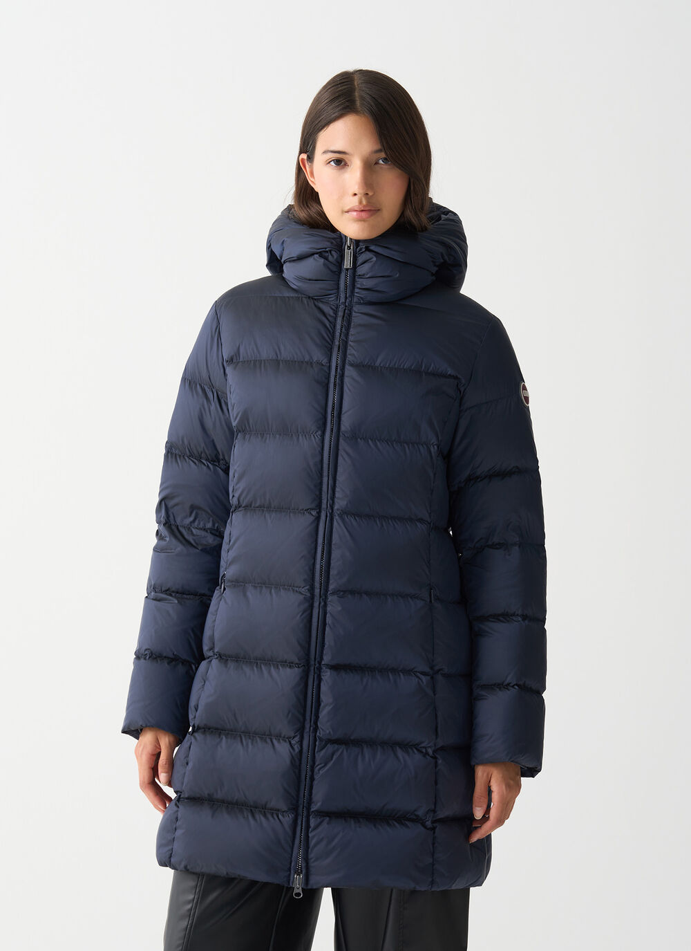 Long down jacket with hood image number 1