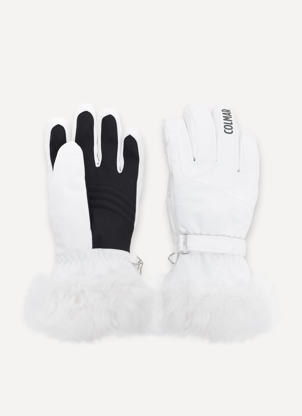Women's ski gloves with faux fur trim image number 0