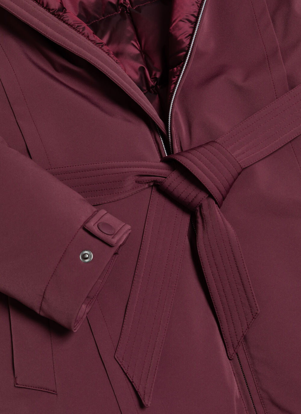 Waterproof fabric down jacket with belt image number 6