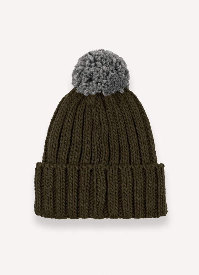 Unisex rib-knit hat with pom-pom image number 2
