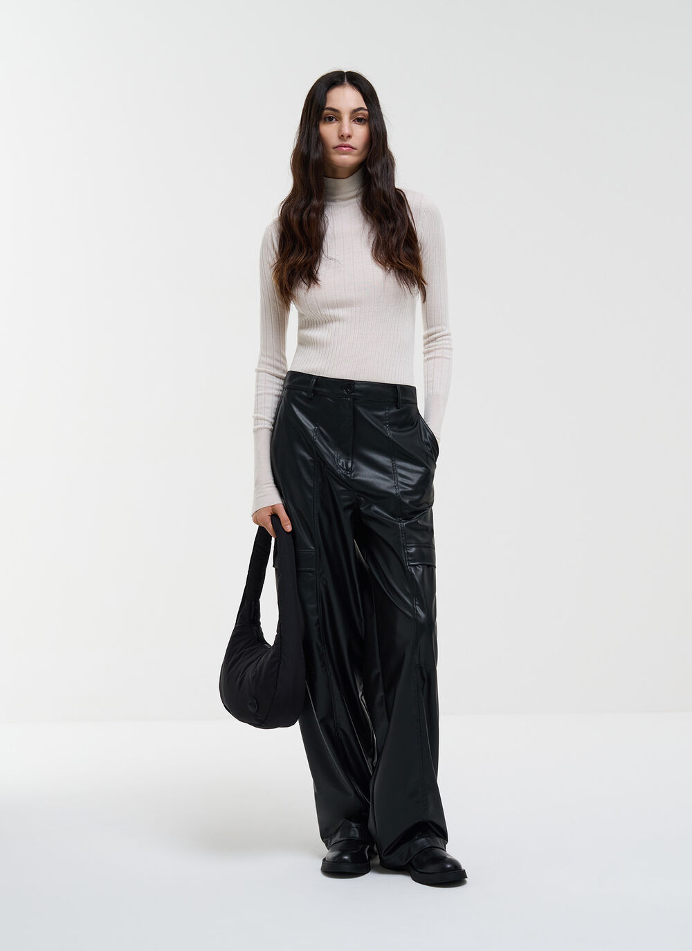 Faux leather cargo trousers  image number 0