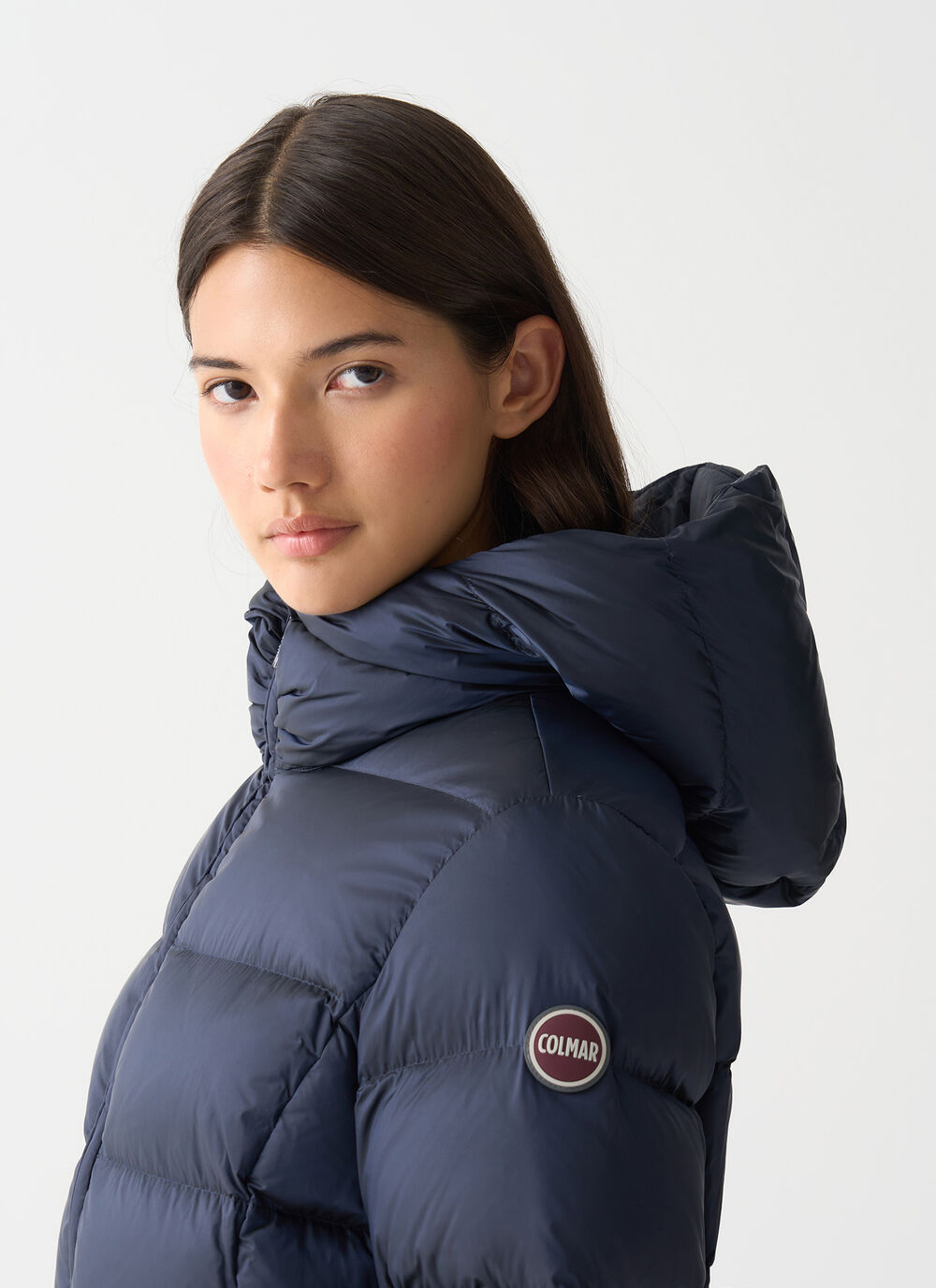 Long down jacket with hood image number 2