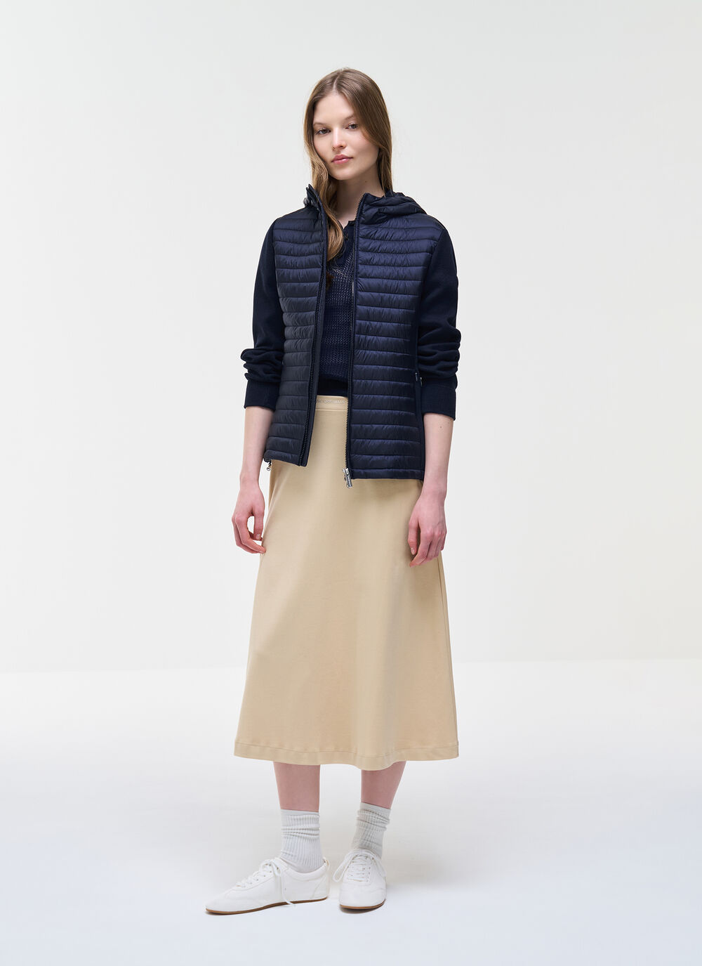 Hybrid padded jacket with hood image number 0