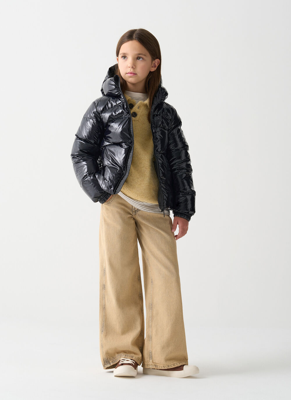 Glossy hooded down jacket image number 0