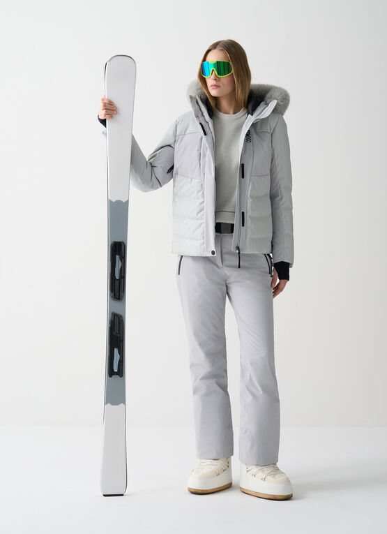 Ski-Daunenjacke Sleek mit Halswärmer und Kunstpelz