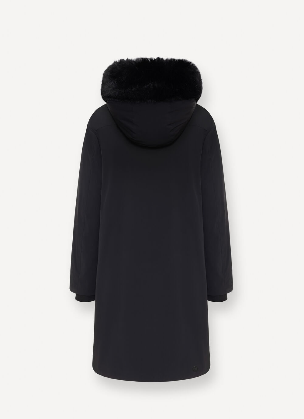 Long waterproof down jacket with fur image number 5