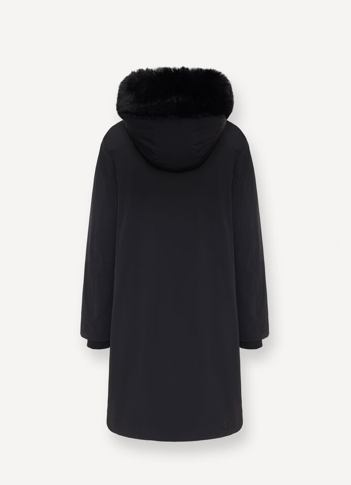 Long waterproof down jacket with fur image number 5