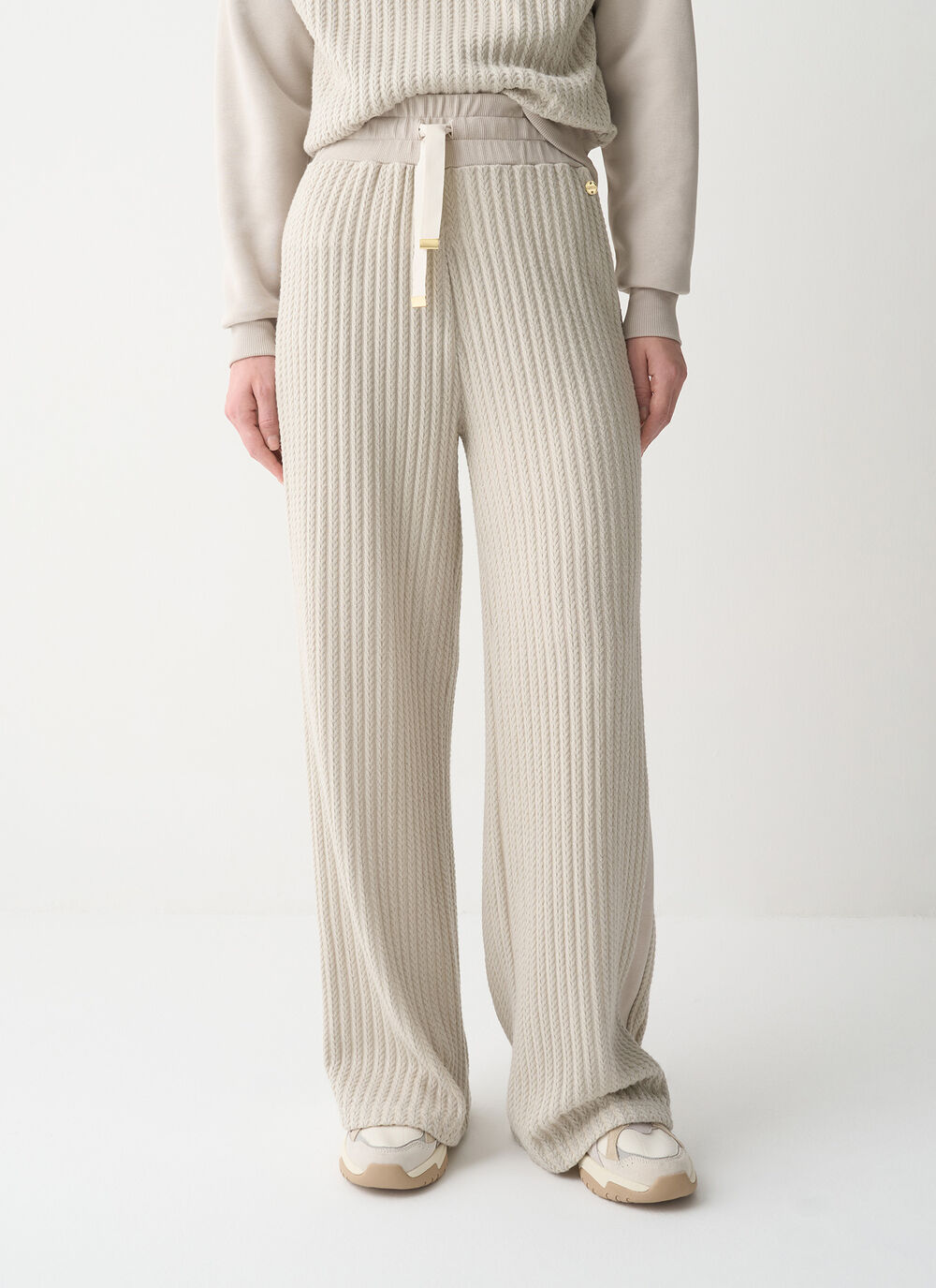 Cable-knit tracksuit bottoms image number 1