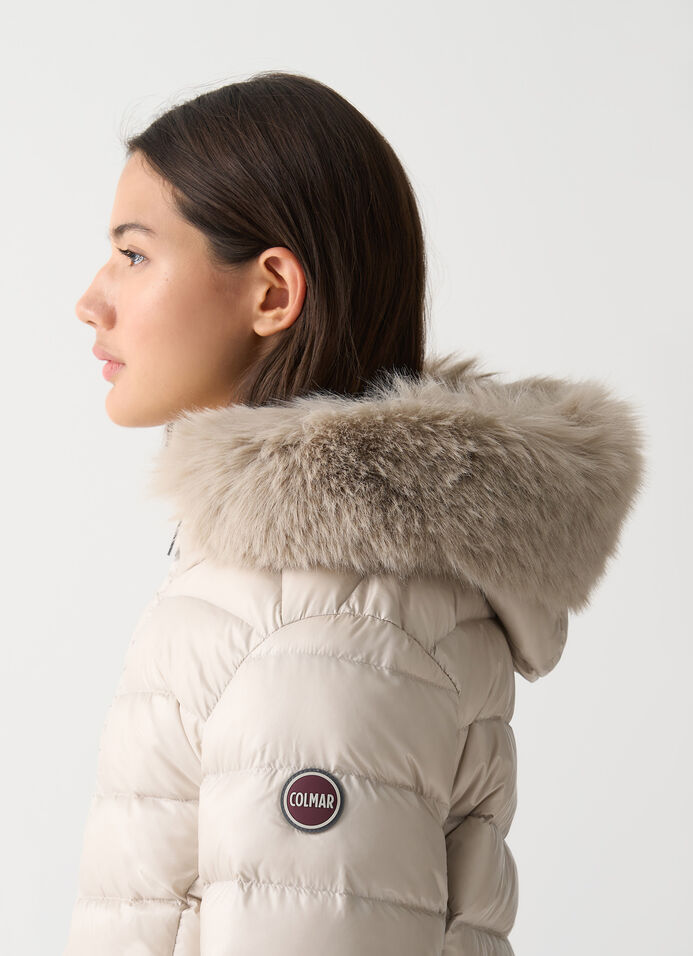 Quilted down jacket with faux fur image number 2