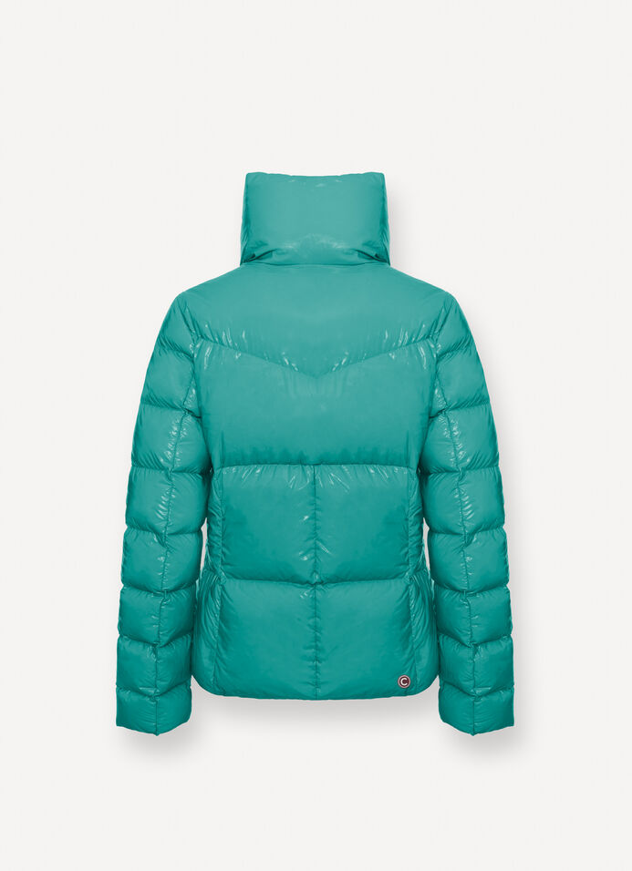 Super-glossy down jacket with padded collar image number 5
