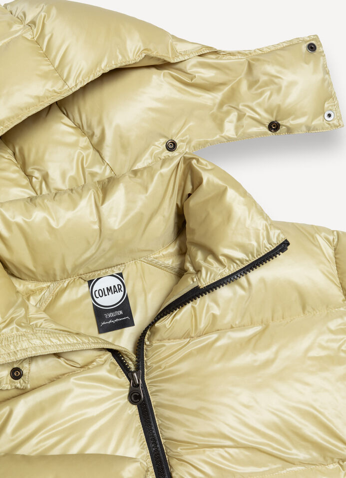 Maxi down jacket with drawstring waist image number 5