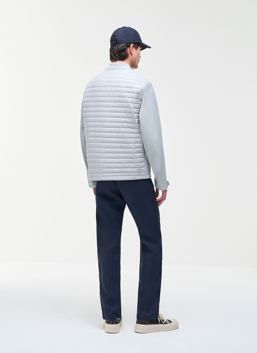 Bi-material wad-padded biker jacket image number 3