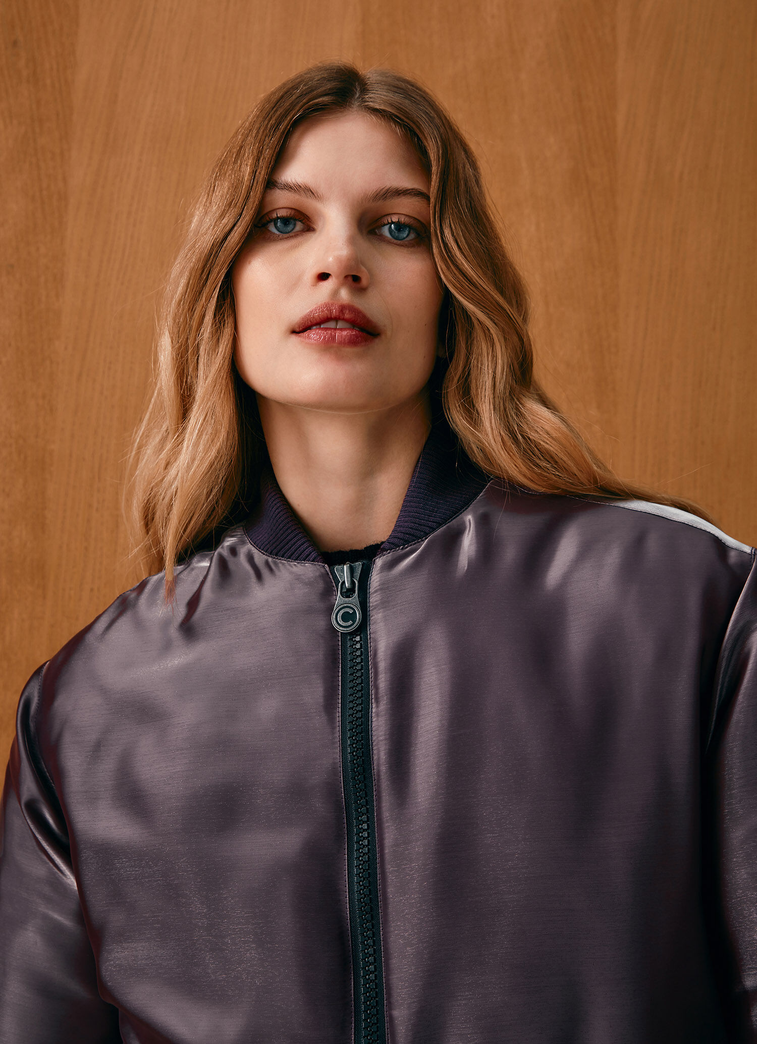 Iridescent satin bomber jacket BLACKBERRY PURPLE Colmar