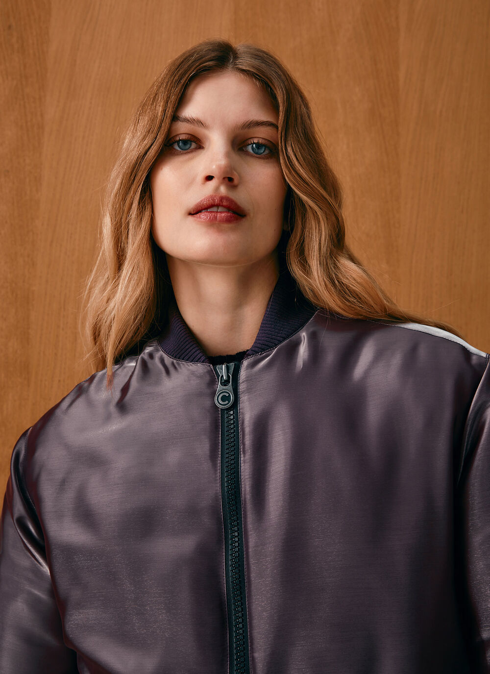 Iridescent satin bomber jacket image number 2