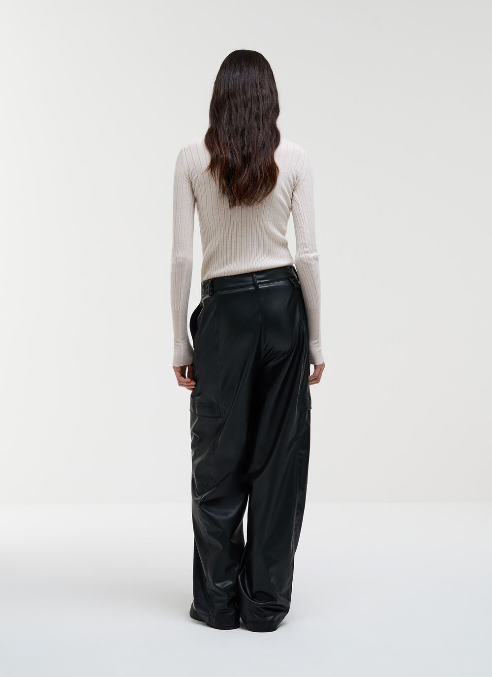 Faux leather cargo trousers  image number 3