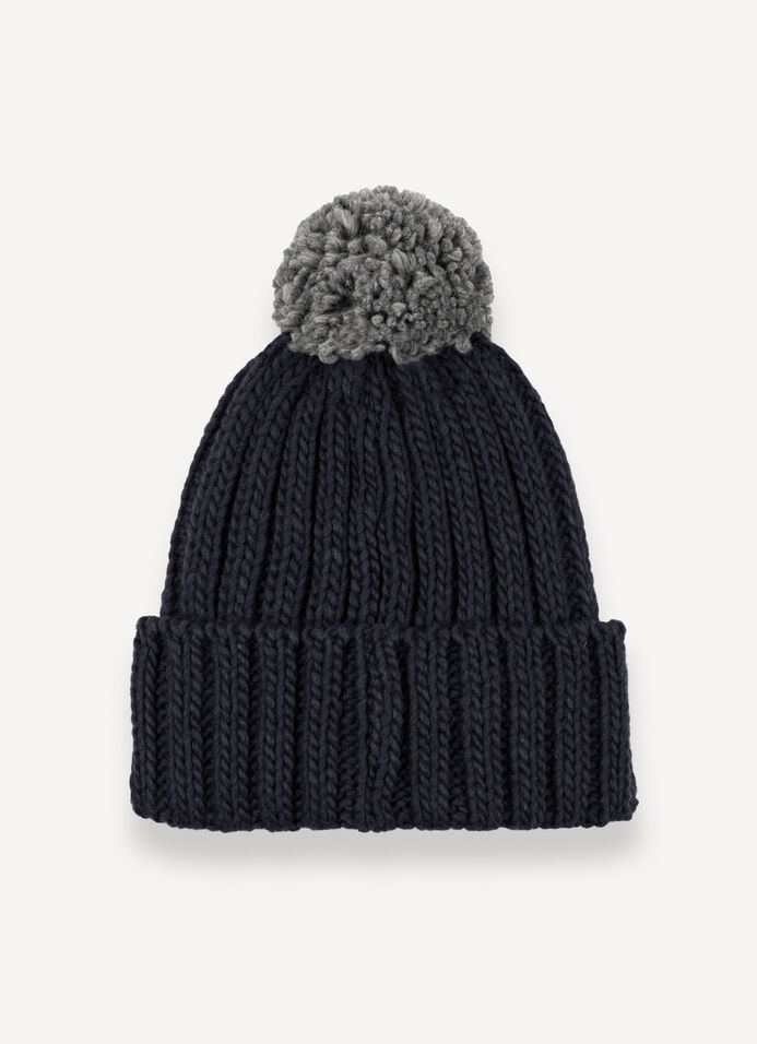 Unisex rib-knit hat with pom-pom image number 3