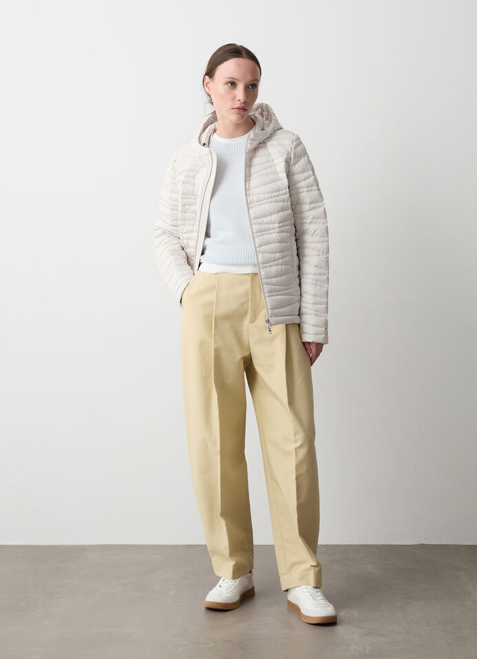 Hooded down jacket with wave quilting image number 0