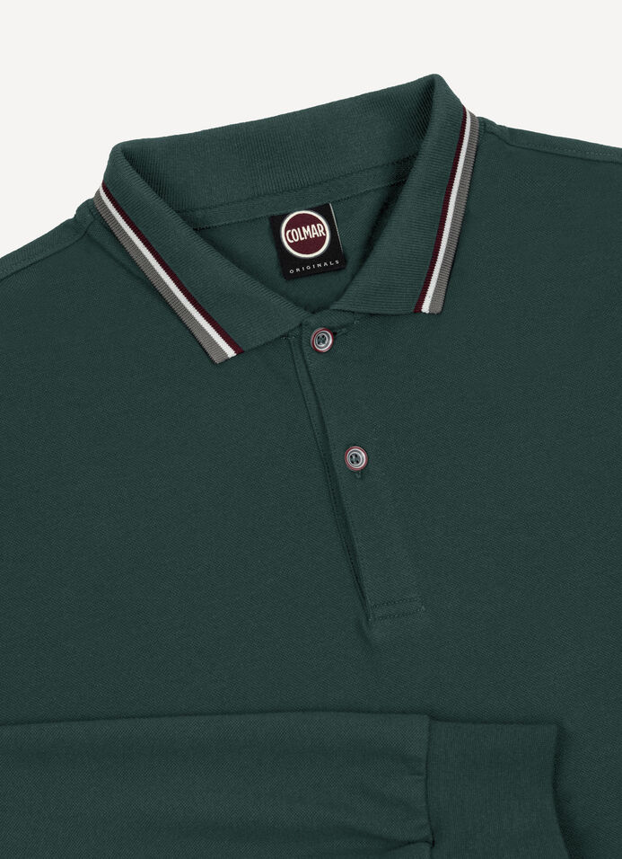 Long-sleeved polo shirt in stretch piqué image number 5