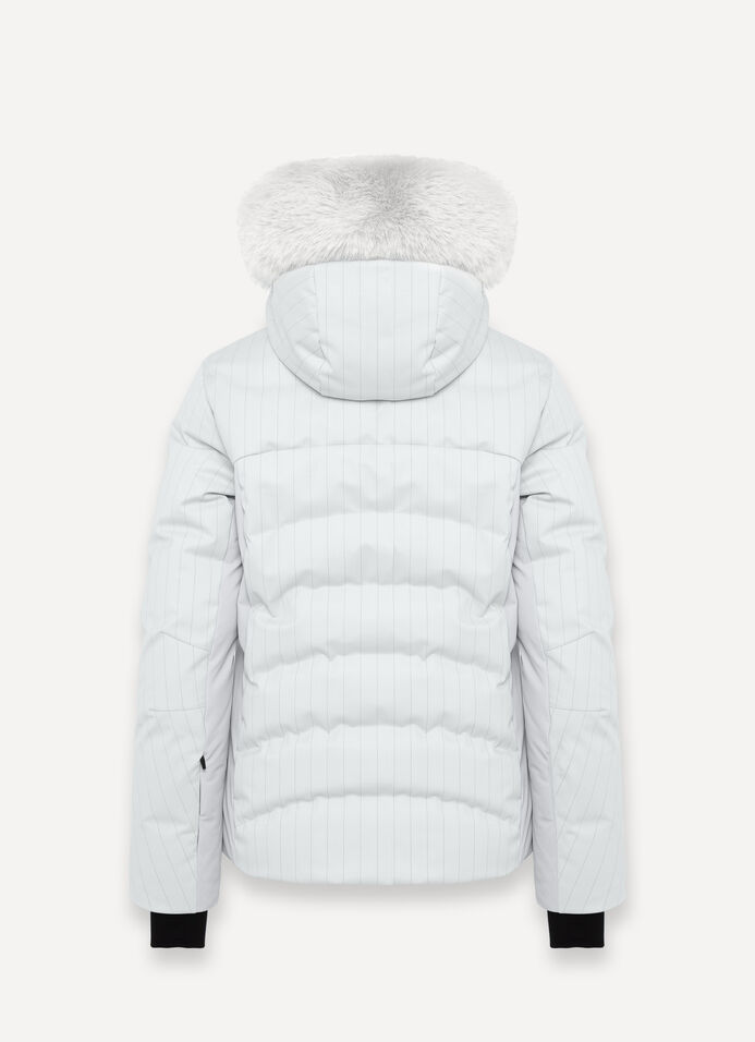 Sleek padded ski jacket with neck warmer and faux fur image number 6