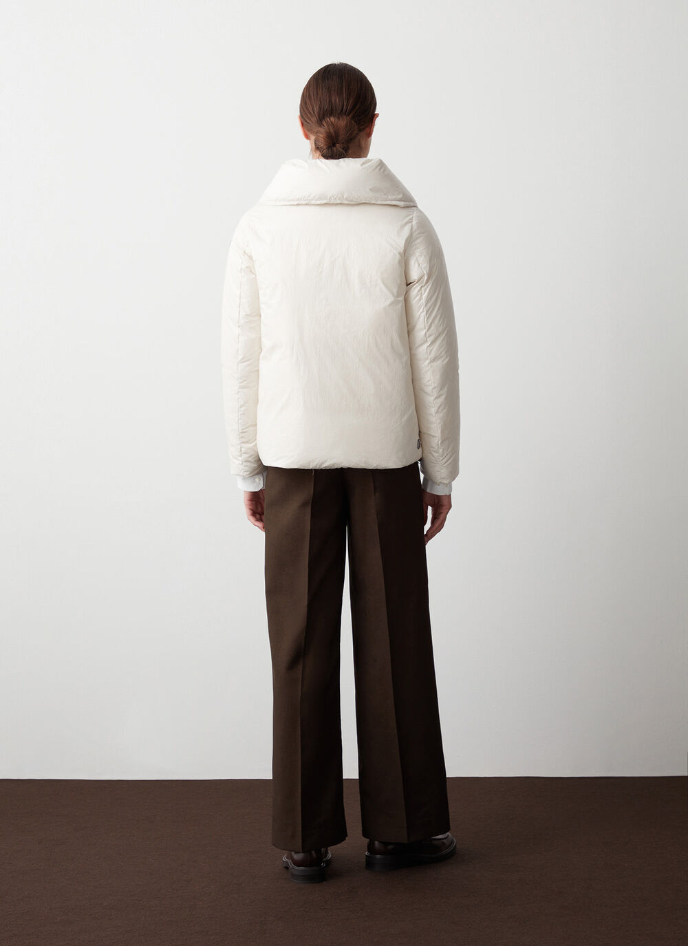 Marbled-effect down jacket with maxi-collar image number 3