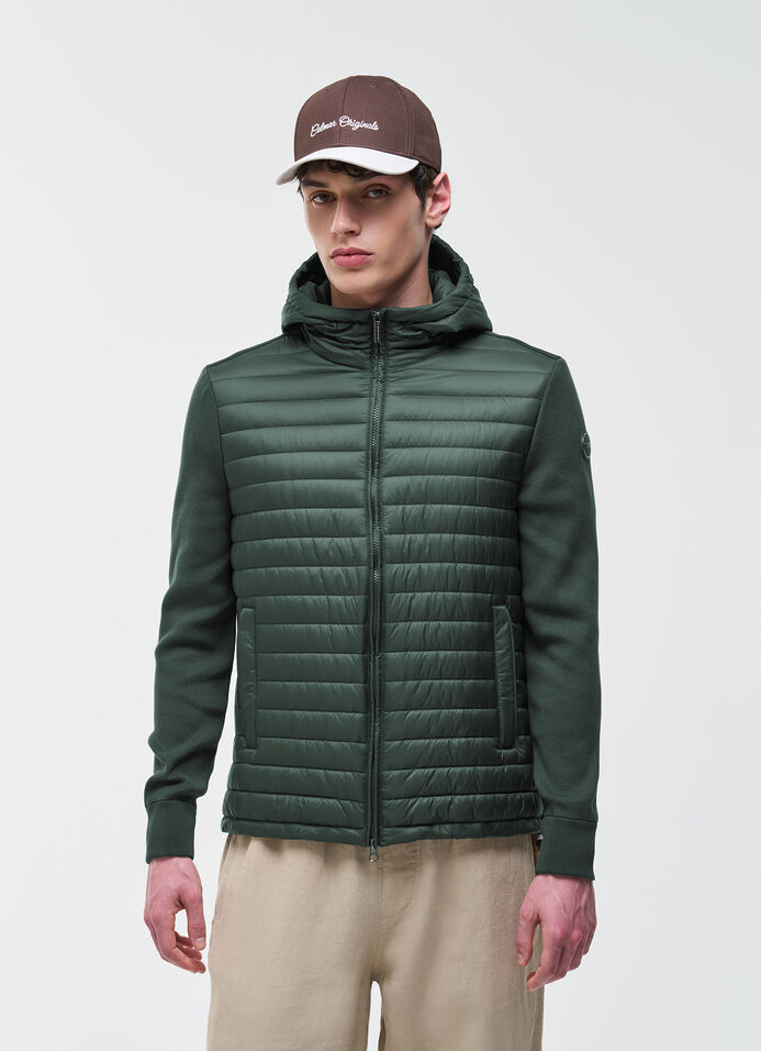 Hybrid padded jacket with hood