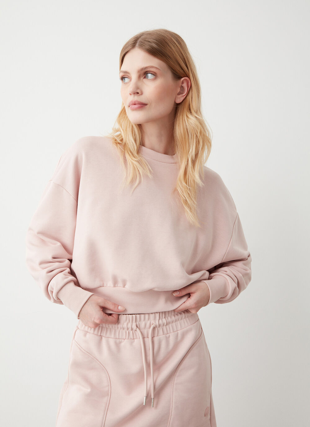 Felpa crop relaxed fit image number 0