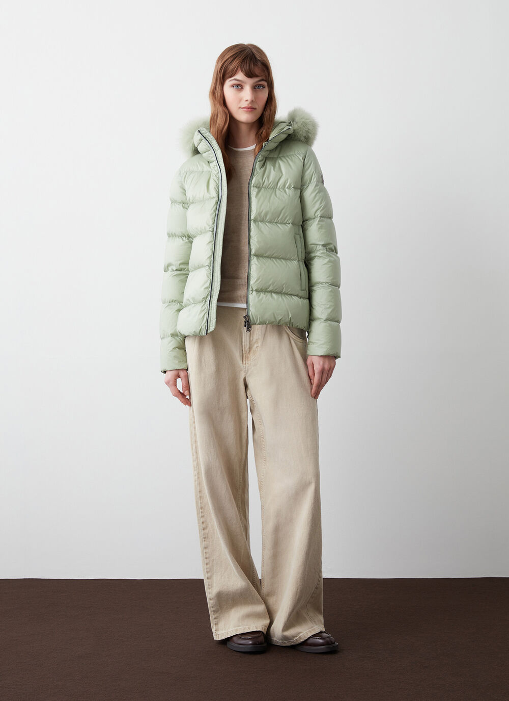 Down jacket with detachable faux fur hood image number 0