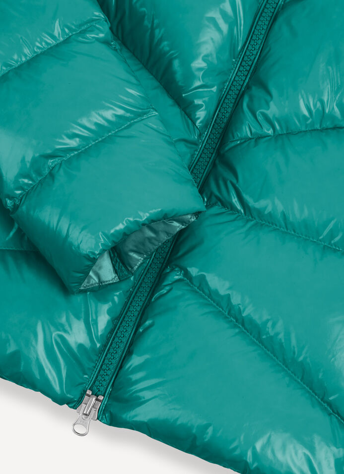 Super-glossy down jacket with padded collar image number 6