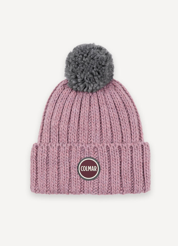 Unisex rib-knit hat with pom-pom image number 1