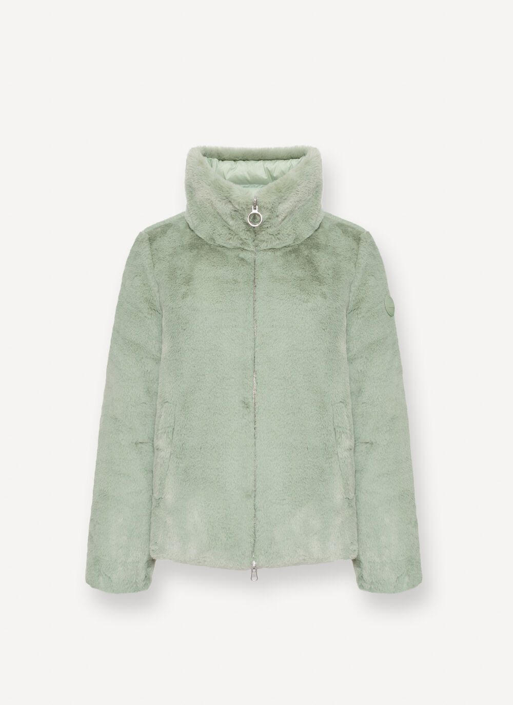 Reversible faux fur down jacket image number 4