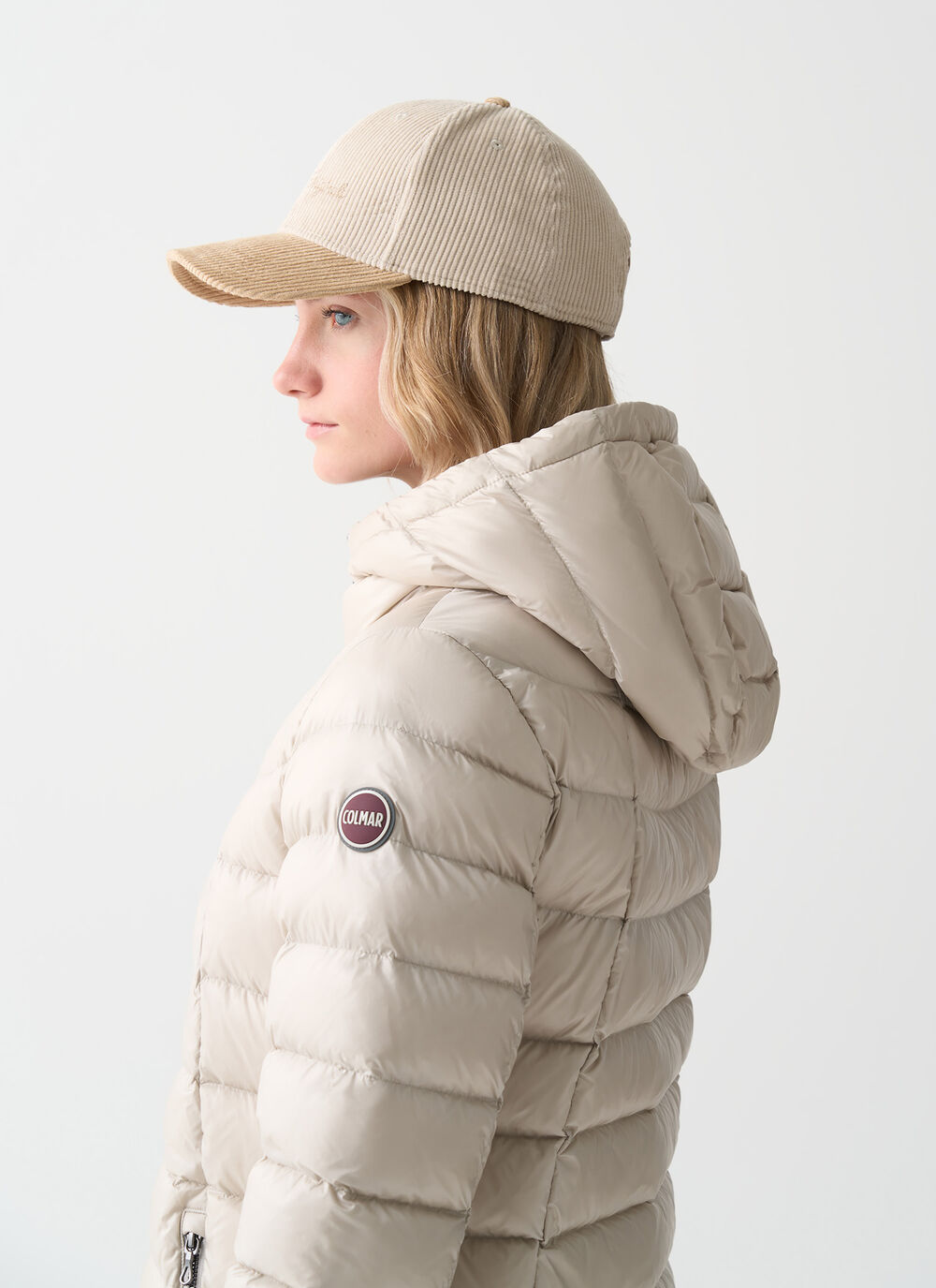 Hooded A-line down jacket image number 2