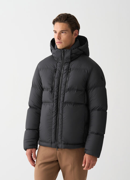 Puffy down jacket with hood