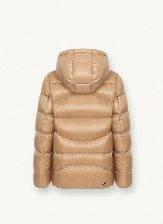 Down jacket with cuffs and elasticated hem