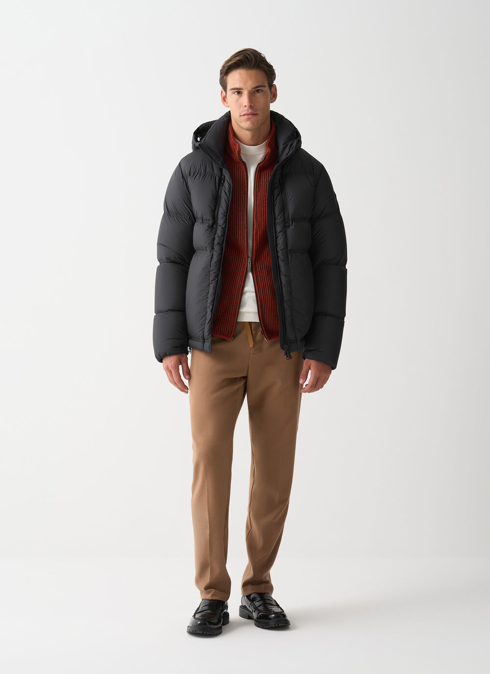 Puffy down jacket with hood image number 0