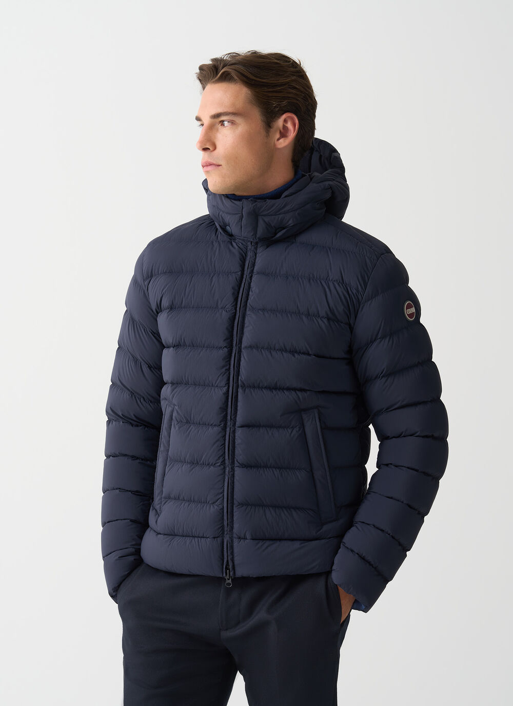 Down jacket with detachable hood image number 1