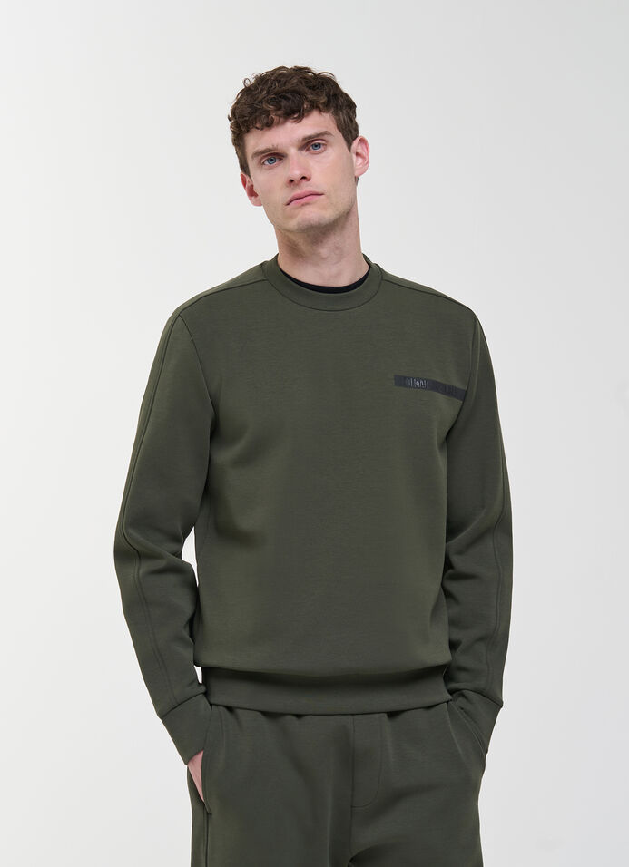 Cotton interlock crew-neck sweatshirt