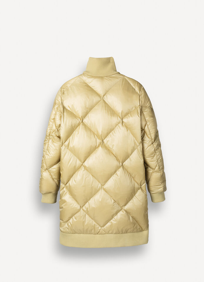 Long colour-block bomber jacket with diamond design image number 5