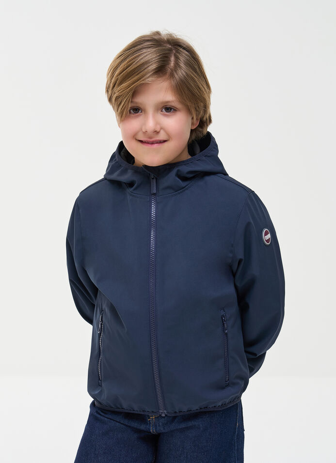 Giacca in softshell con cappuccio