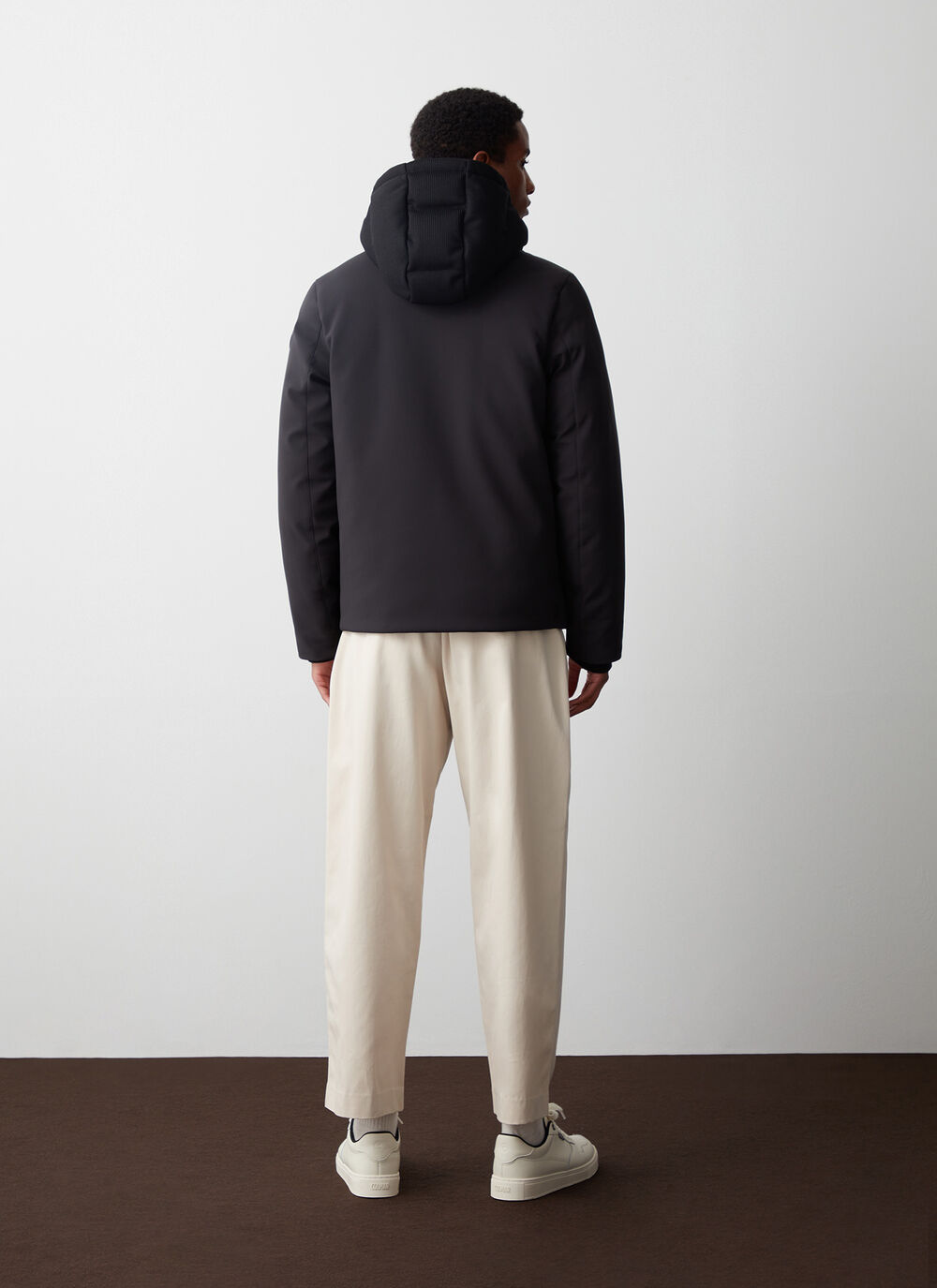 Technical knit fisherman&rsquo;s rib down jacket image number 3