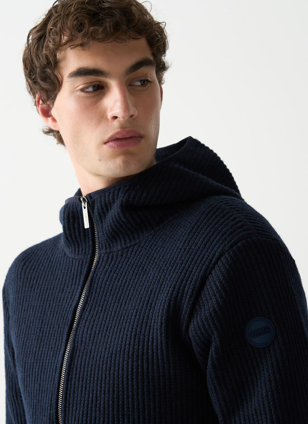 Rib-knit pullover with hood image number 2