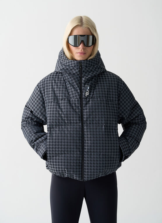 Houndstooth padded ski jacket