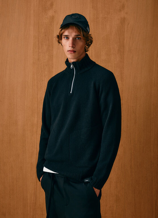 Cashmere-blend jumper with zip